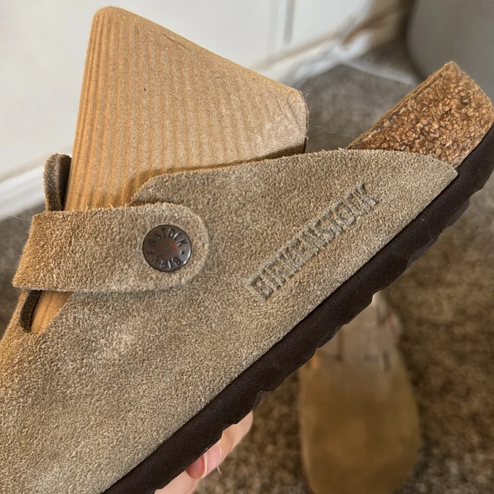 Birkenstock Boston Olive Suede Clogs - Picture 3 of 5
